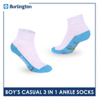 Burlington Boys’ Cotton Casual Ankle Socks 3 pairs in 1 pack BBCKG81