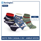 Burlington Boys’ Cotton Thin Casual Ankle Socks 3 pairs in 1 pack BBCG614