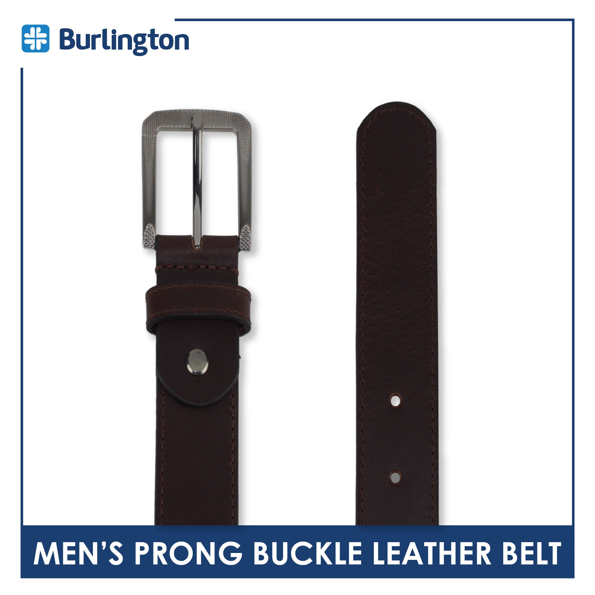 Burlington Men's Prong Buckle Genuine Leather Belt 1 piece JMLP512