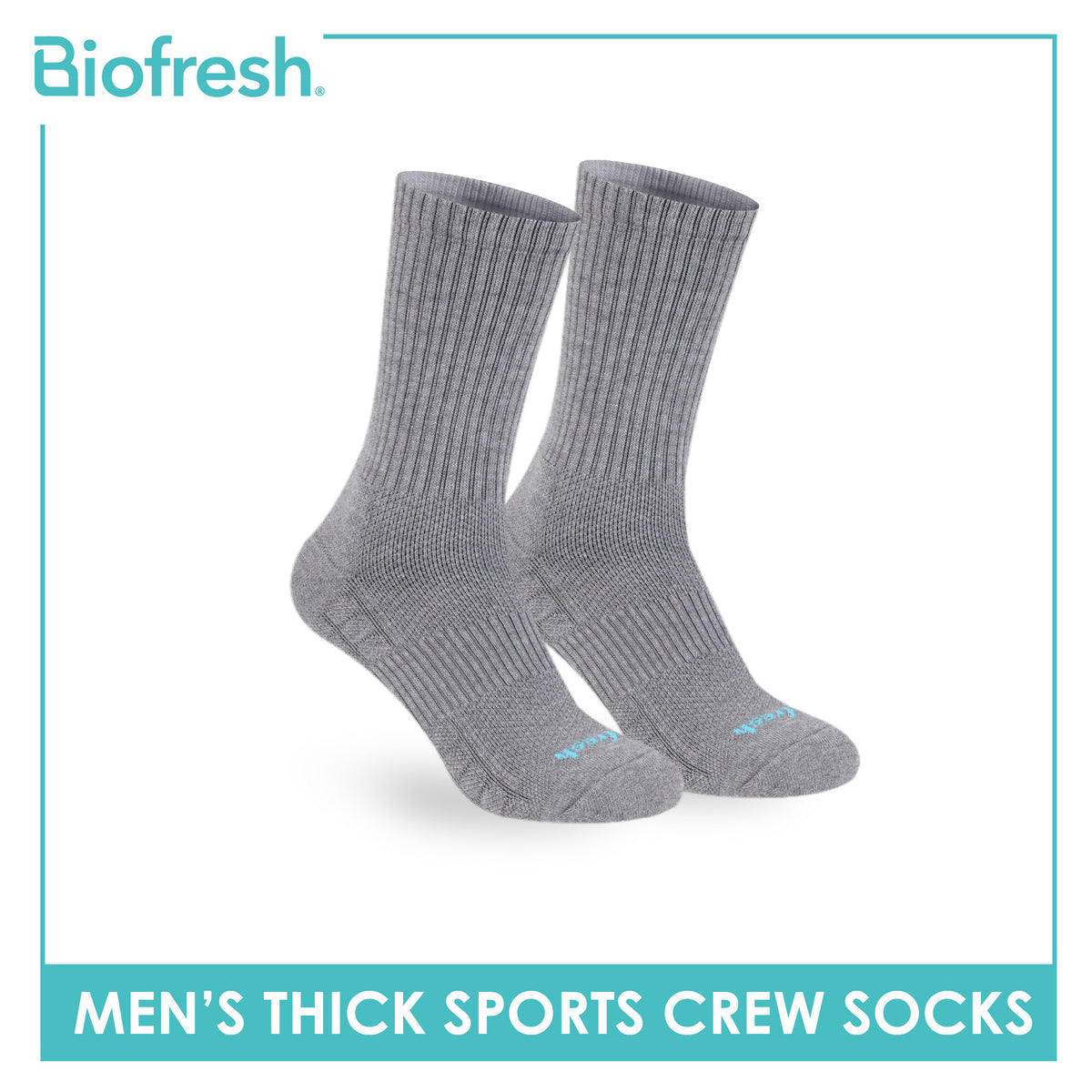 Biofresh Men's Antimicrobial Cotton Thick Sports Crew Socks 1 pair RMS631
