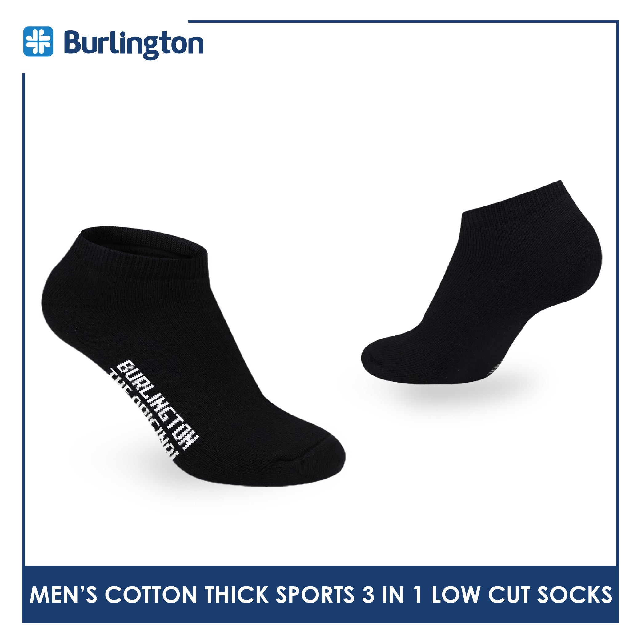 Burlington Men's Cotton Thick Sports Low Cut Socks 3 pairs in a pack 0219