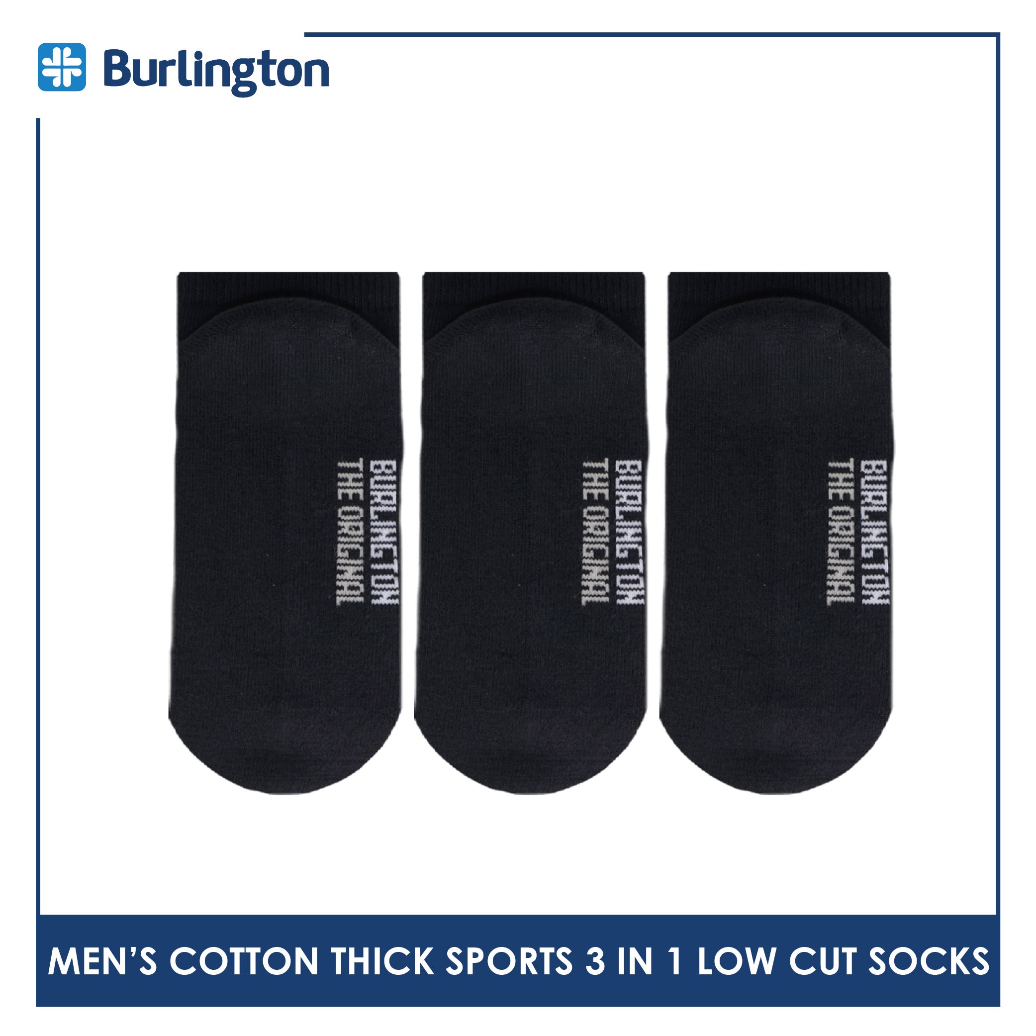 Burlington Men's Cotton Thick Sports Low Cut Socks 3 pairs in a pack 0219