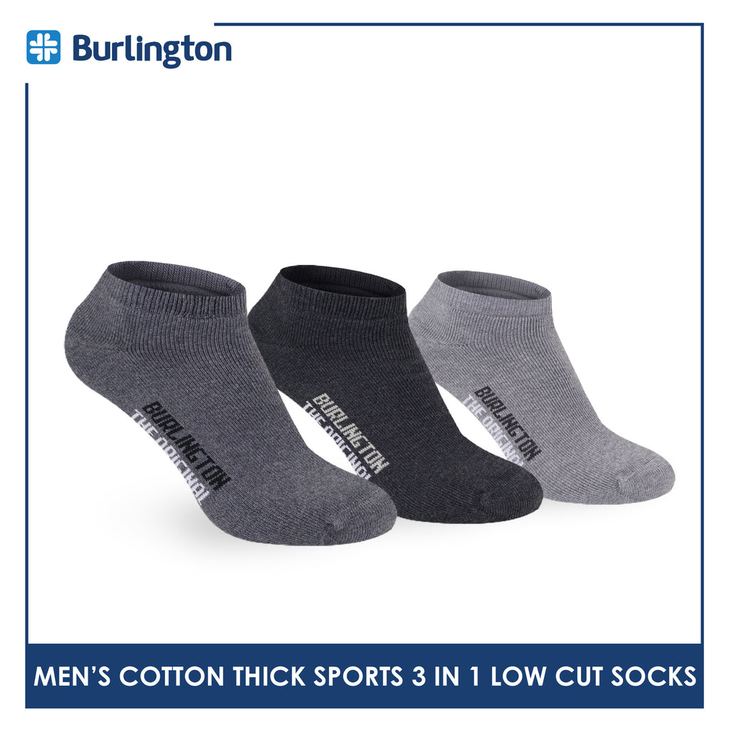 Burlington Men's Cotton Thick Sports Low Cut Socks 3 pairs in a pack 0219