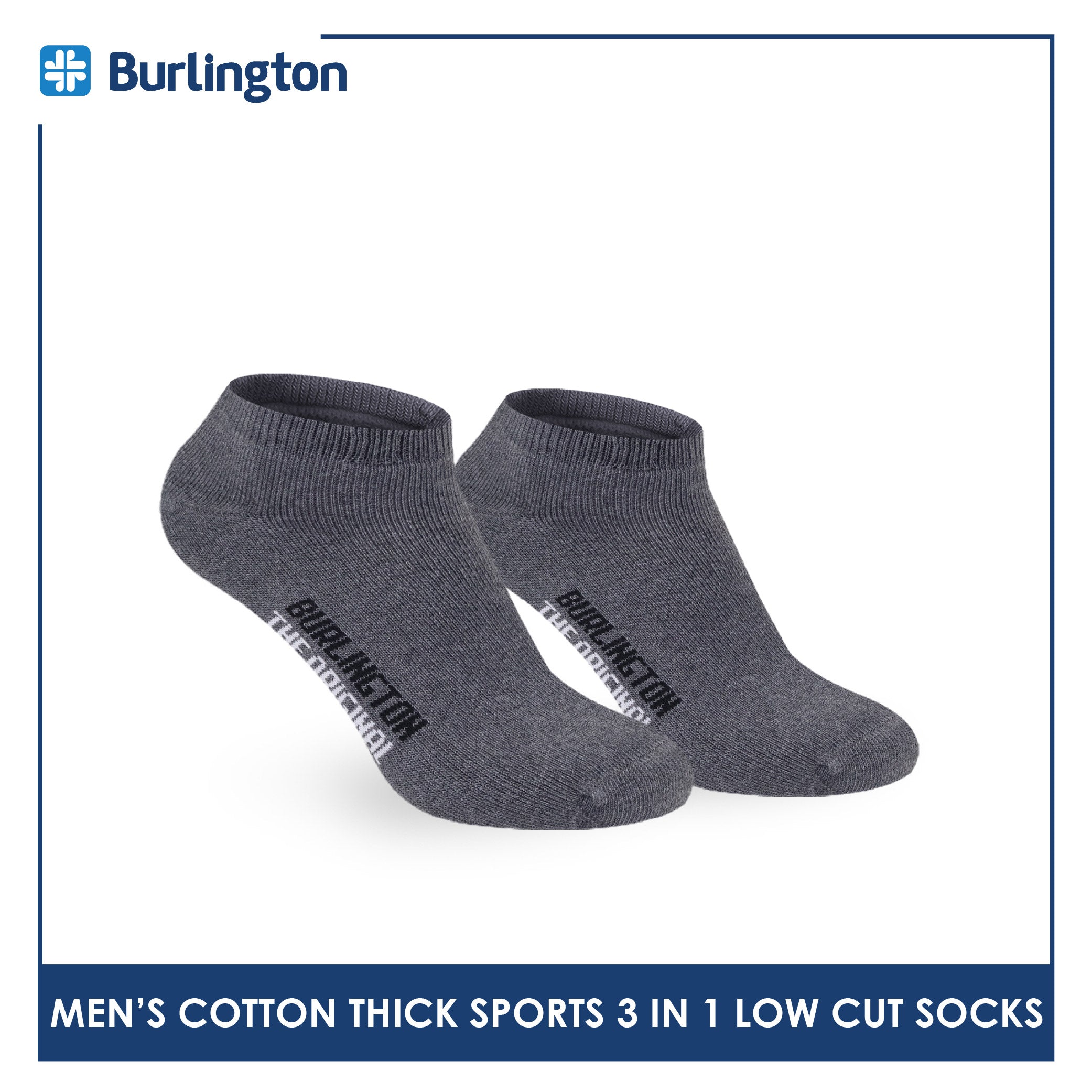 Burlington Men's Cotton Thick Sports Low Cut Socks 3 pairs in a pack 0219