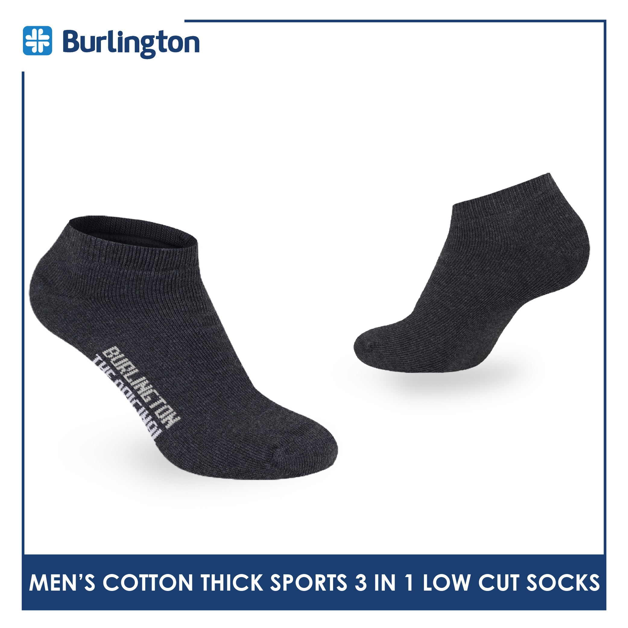 Burlington Men's Cotton Thick Sports Low Cut Socks 3 pairs in a pack 0219