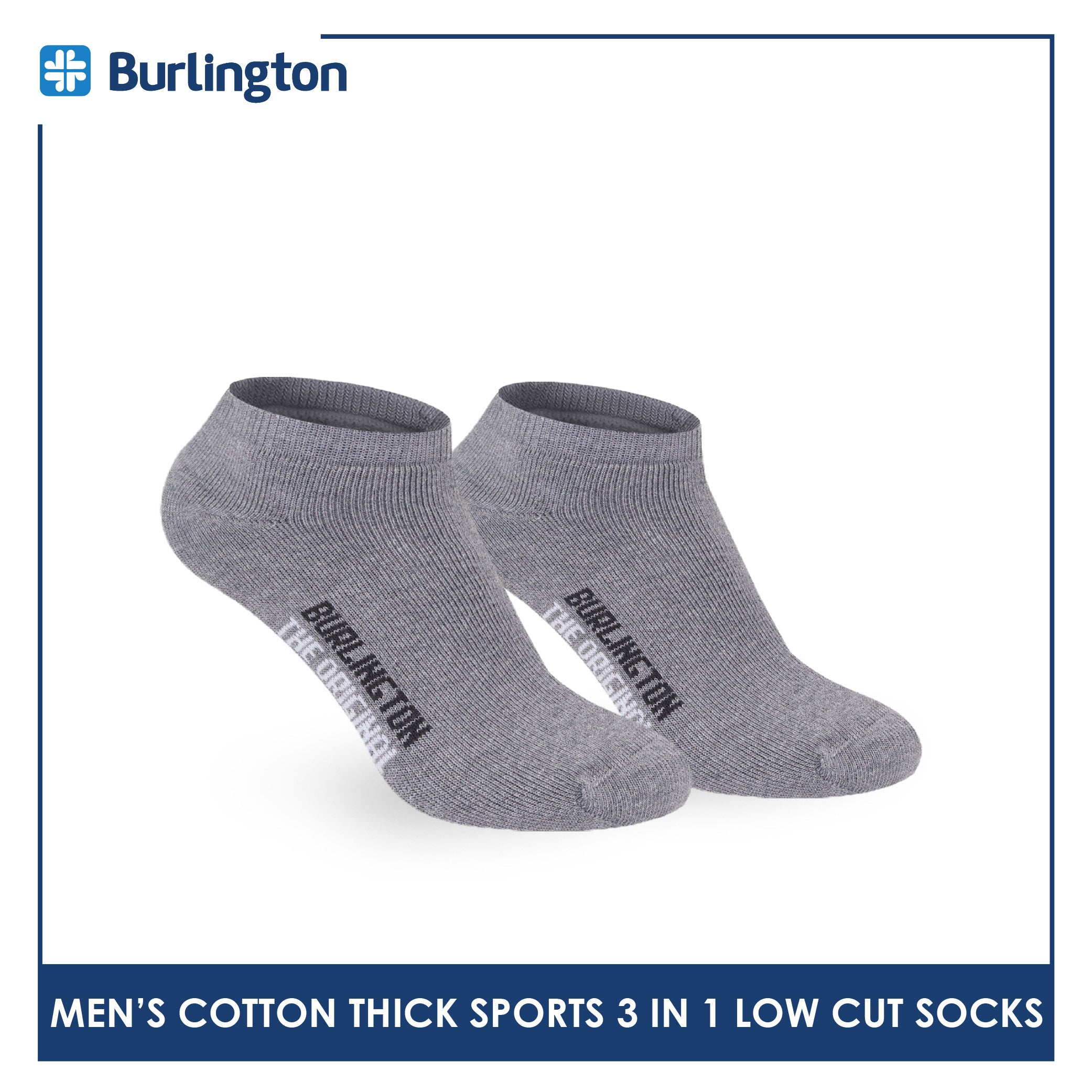 Burlington Men's Cotton Thick Sports Low Cut Socks 3 pairs in a pack 0219
