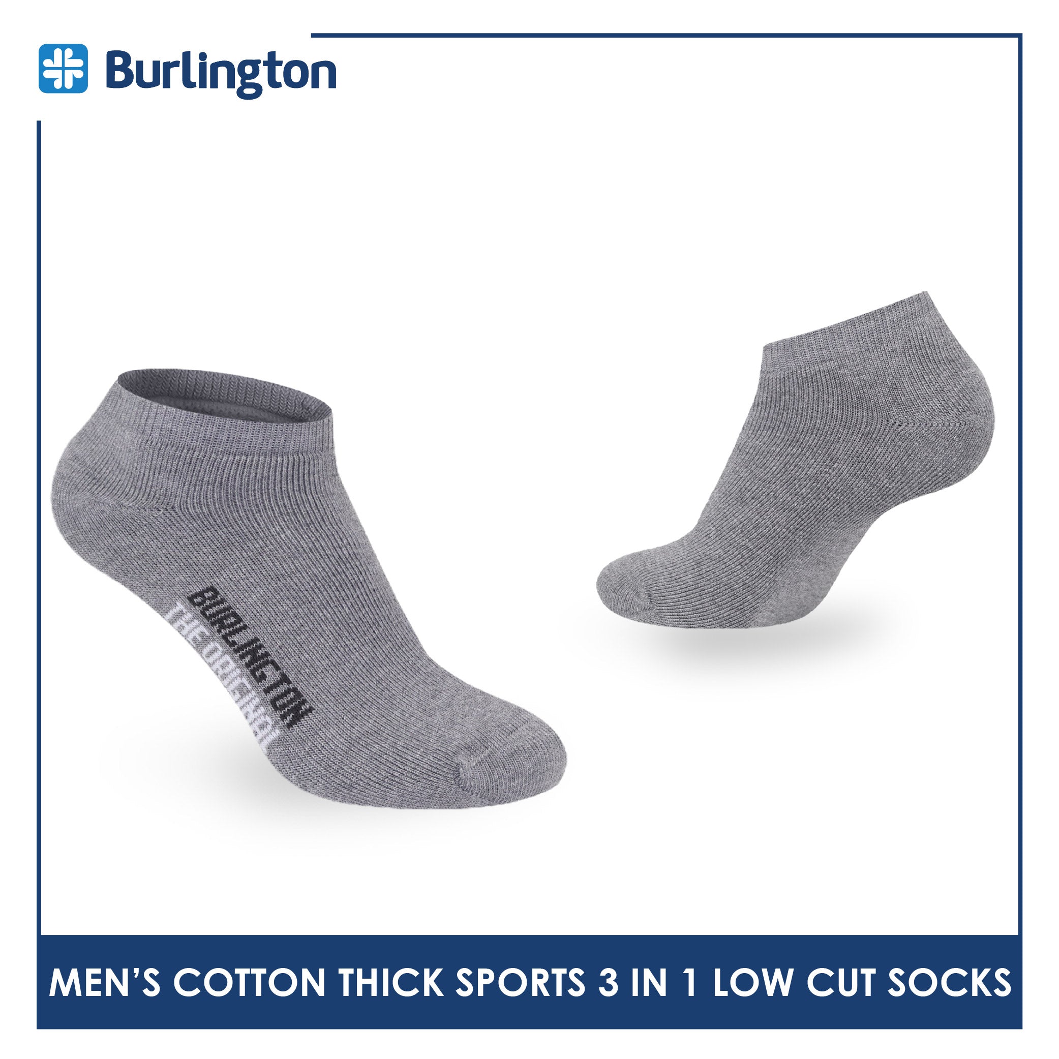 Burlington Men's Cotton Thick Sports Low Cut Socks 3 pairs in a pack 0219