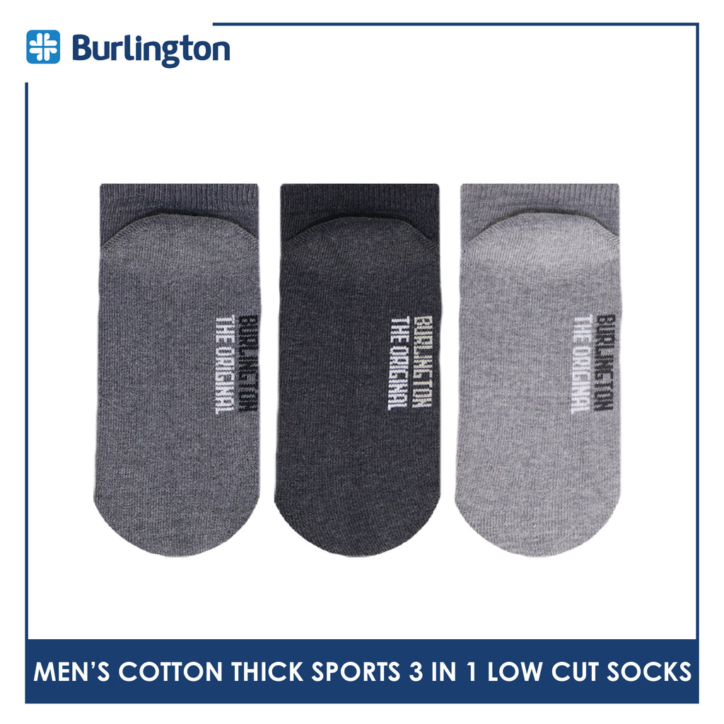 Burlington Men's Cotton Thick Sports Low Cut Socks 3 pairs in a pack 0219