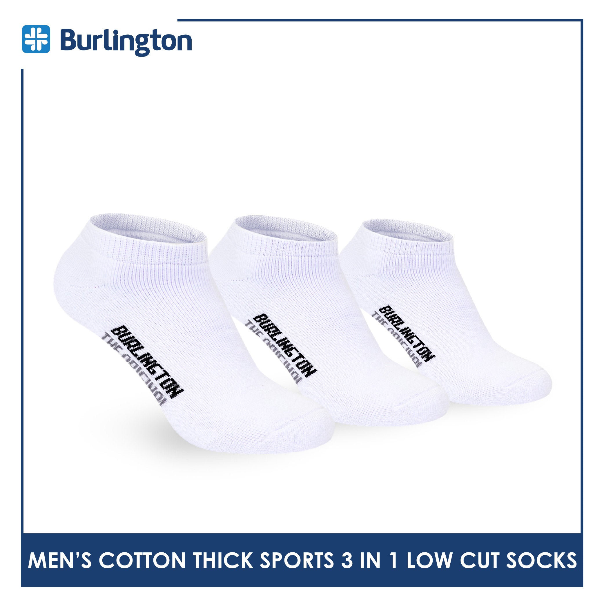 Burlington Men's Cotton Thick Sports Low Cut Socks 3 pairs in a pack 0219