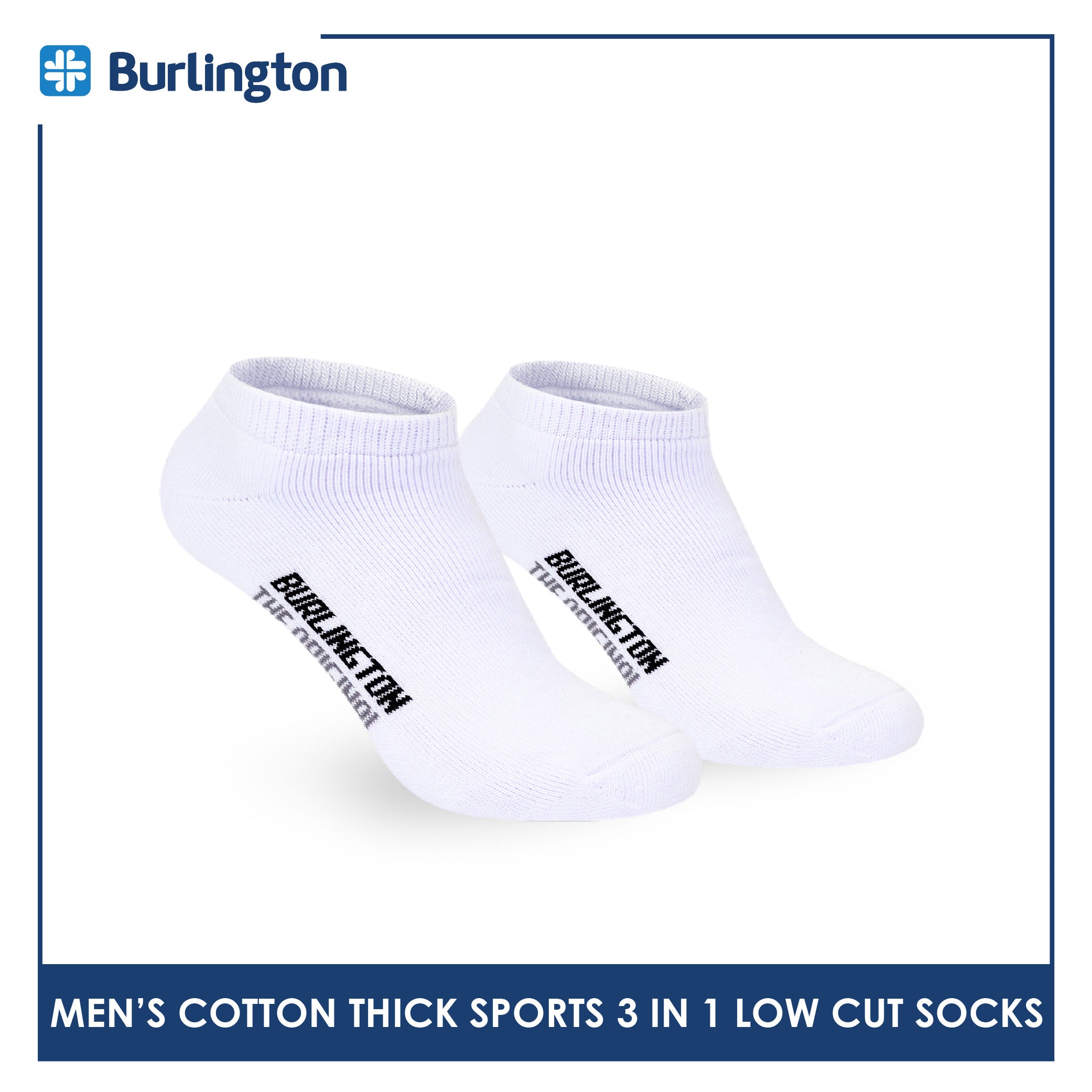 Burlington Men's Cotton Thick Sports Low Cut Socks 3 pairs in a pack 0219