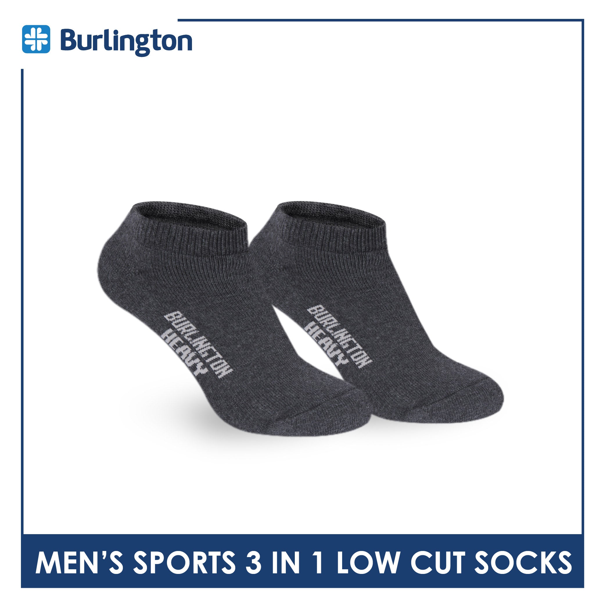 Burlington Men's Cotton Thick Sports Low Cut Socks 3 pairs in a pack 0220H