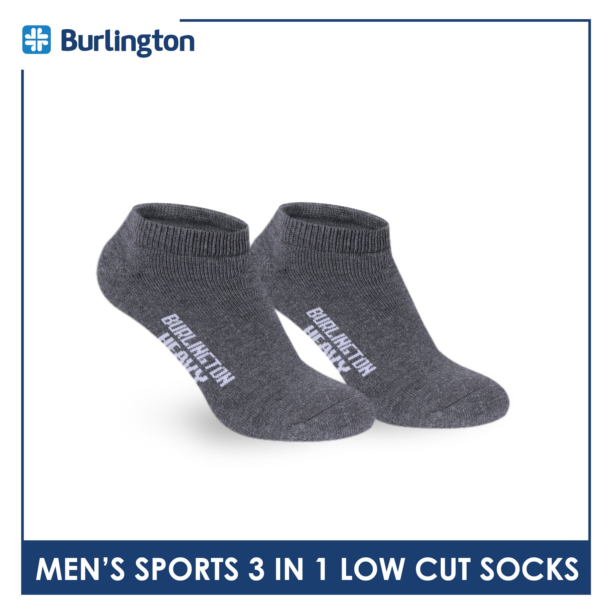 Burlington Men's Cotton Thick Sports Low Cut Socks 3 pairs in a pack 0220H