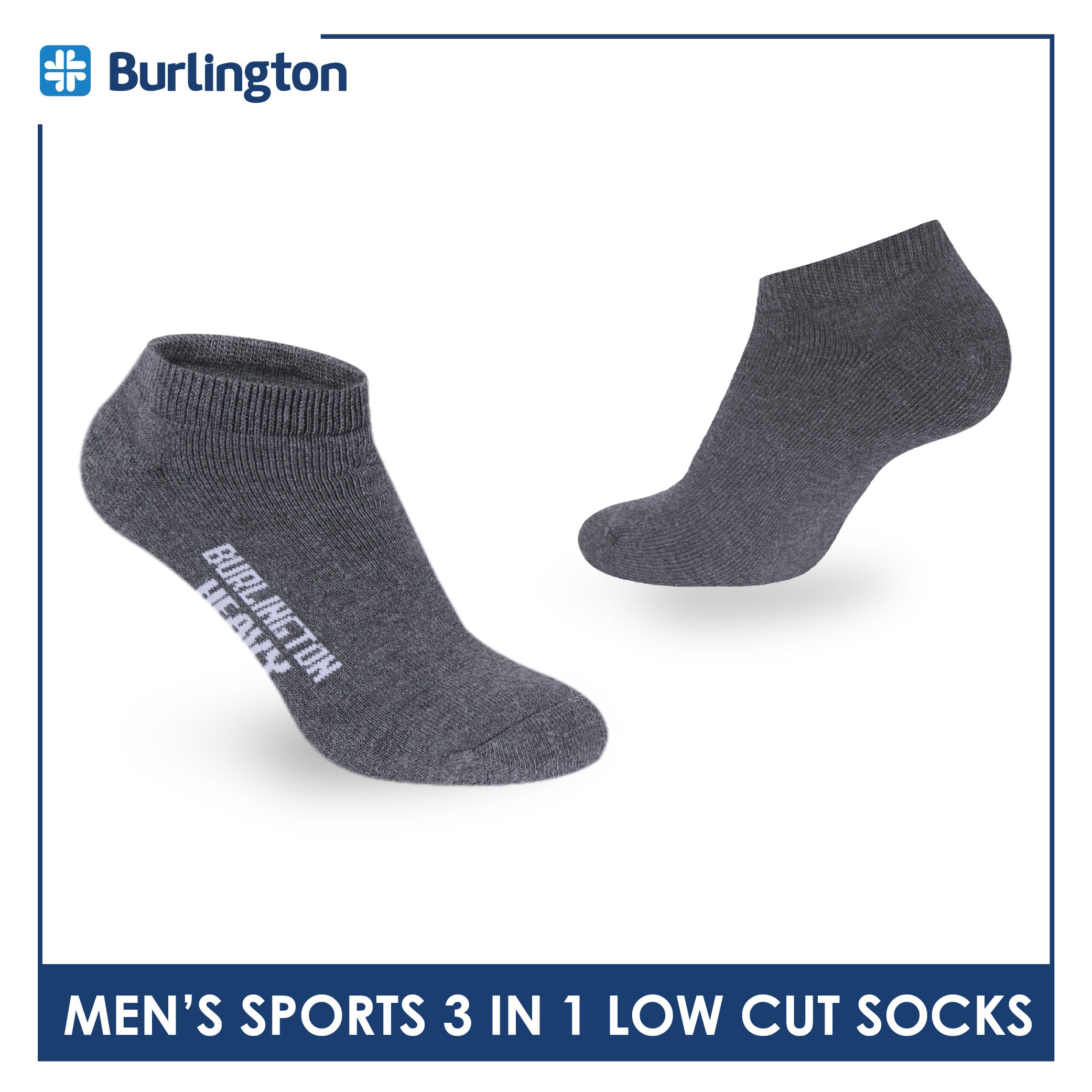 Burlington Men's Cotton Thick Sports Low Cut Socks 3 pairs in a pack 0220H