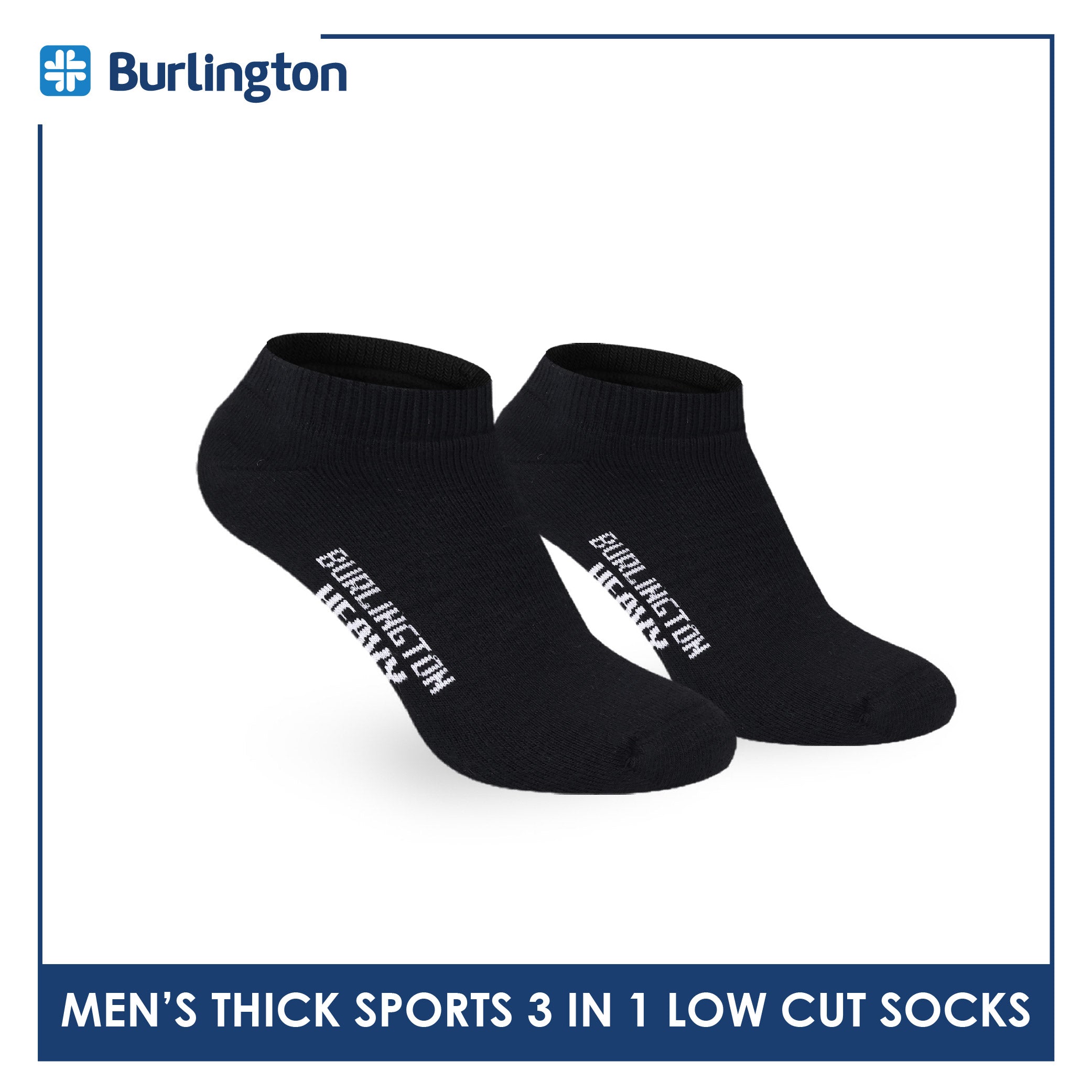 Burlington Men's Cotton Thick Sports Low Cut Socks 3 pairs in a pack 0220H