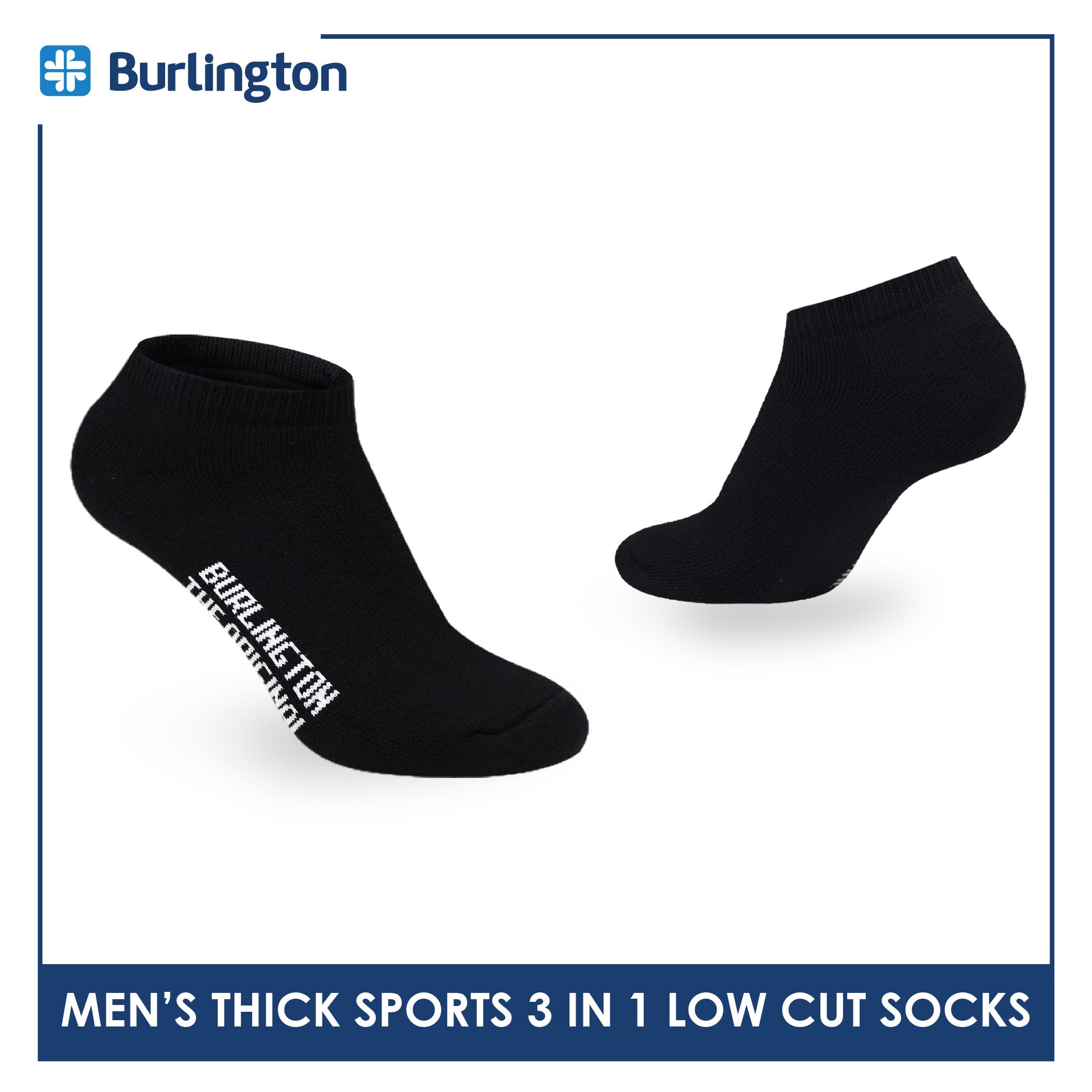 Burlington Men's Cotton Thick Sports Low Cut Socks 3 pairs in a pack 0220H