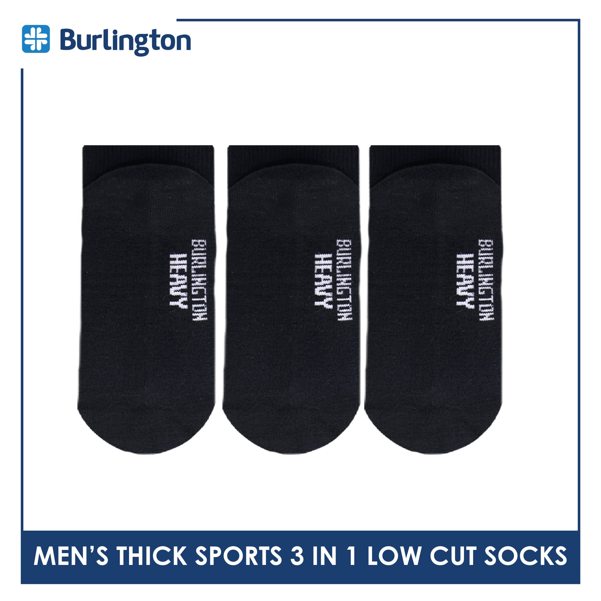 Burlington Men's Cotton Thick Sports Low Cut Socks 3 pairs in a pack 0220H