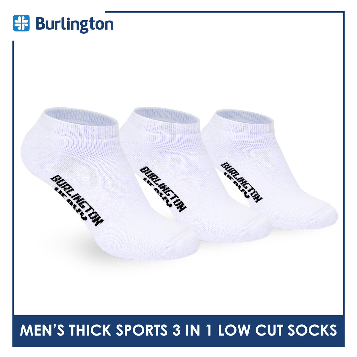 Burlington Men's Cotton Thick Sports Low Cut Socks 3 pairs in a pack 0220H