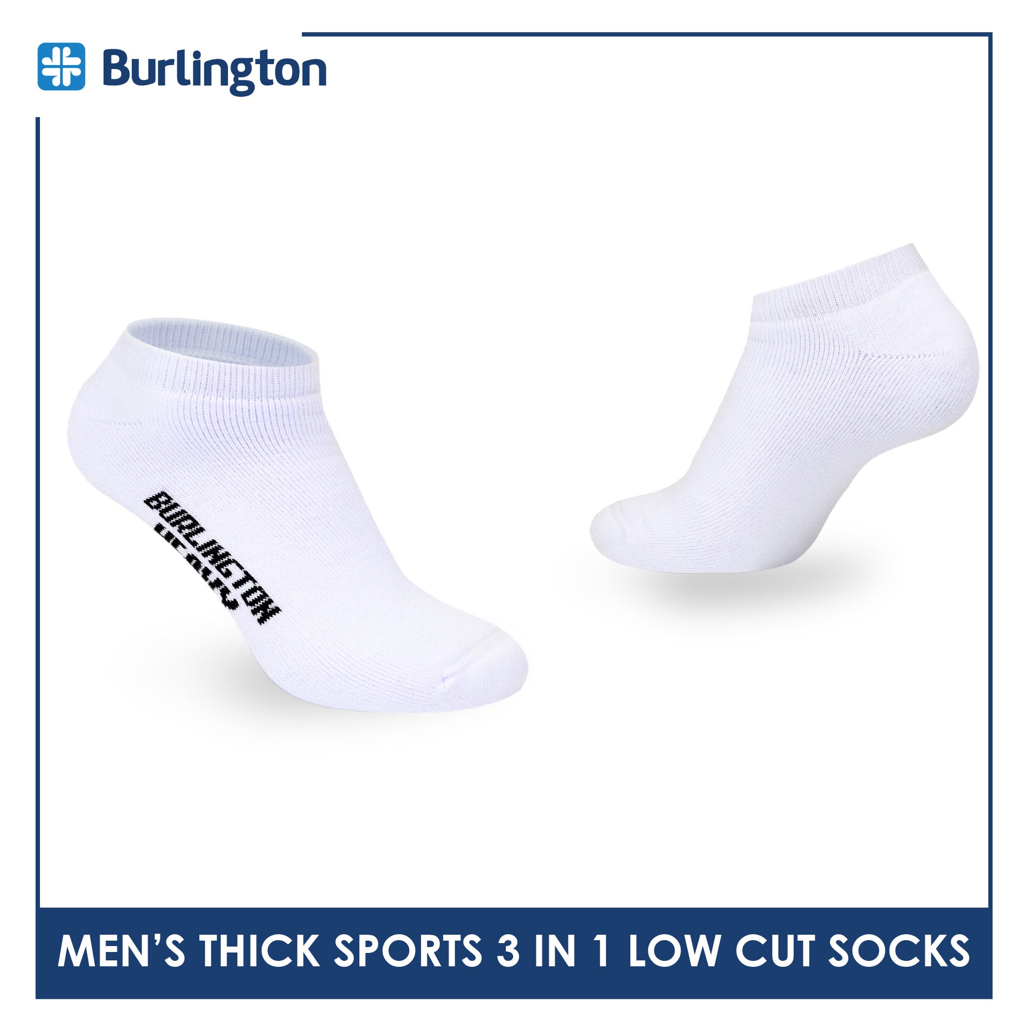 Burlington Men's Cotton Thick Sports Low Cut Socks 3 pairs in a pack 0220H