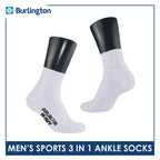 Burlington Men's Thick Sports Heavy Ankle socks 3 pairs in 1 pack 0222H