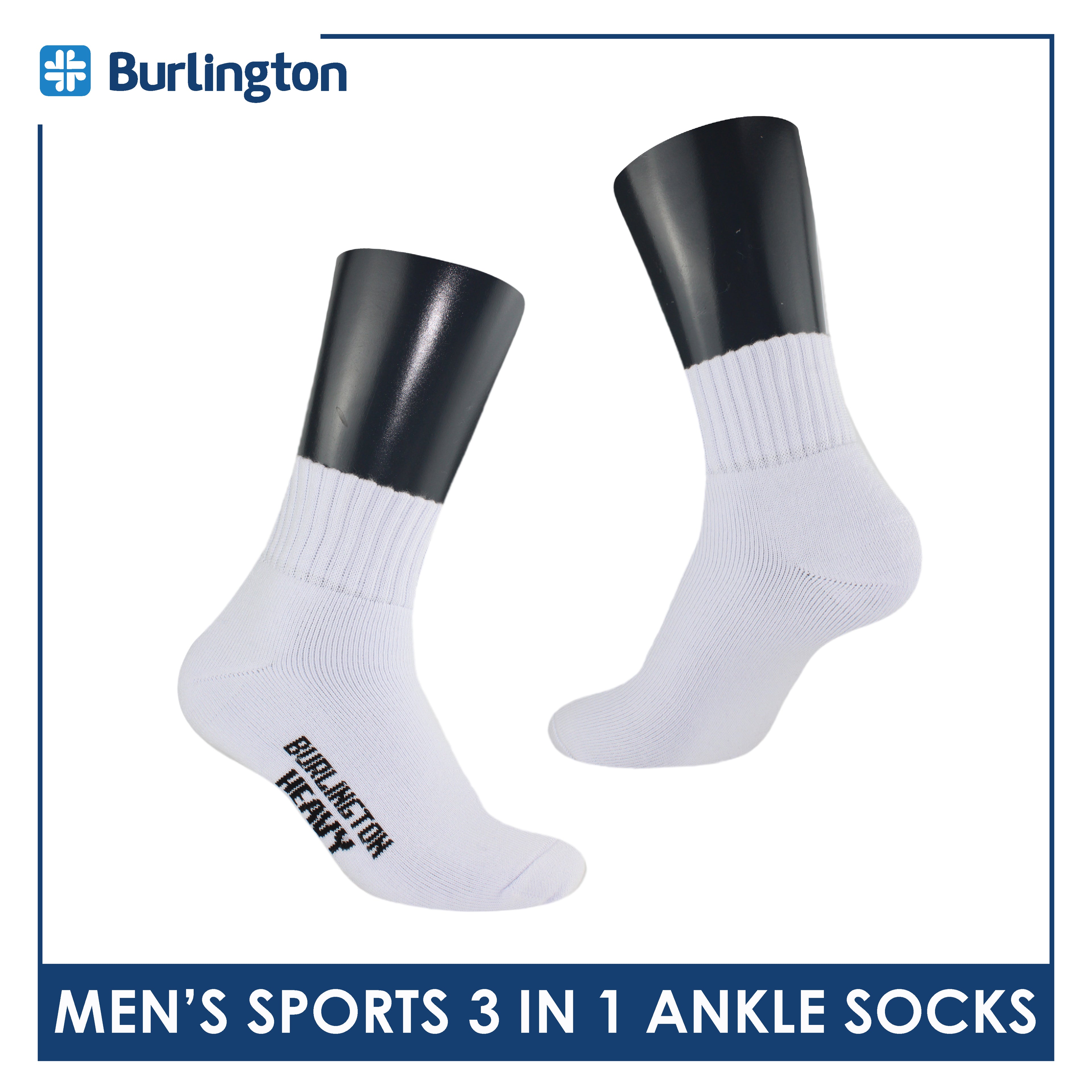 Burlington Men's Thick Sports Heavy Ankle socks 3 pairs in 1 pack 0222H