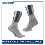 Burlington Men's Thick Sports Heavy Ankle socks 3 pairs in 1 pack 0222H