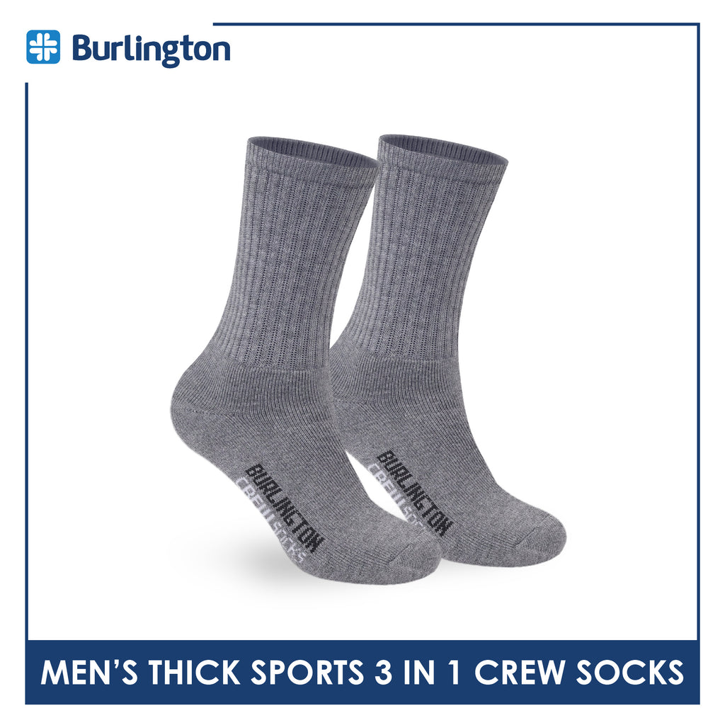 Burlington Men's Cotton Thick Sports Crew Socks 3 pairs in a pack 0223