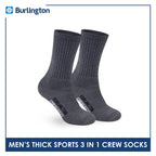 Burlington Men's Cotton Thick Sports Crew Socks 3 pairs in a pack 0223