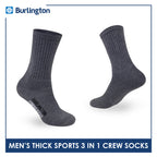 Burlington Men's Cotton Thick Sports Crew Socks 3 pairs in a pack 0223