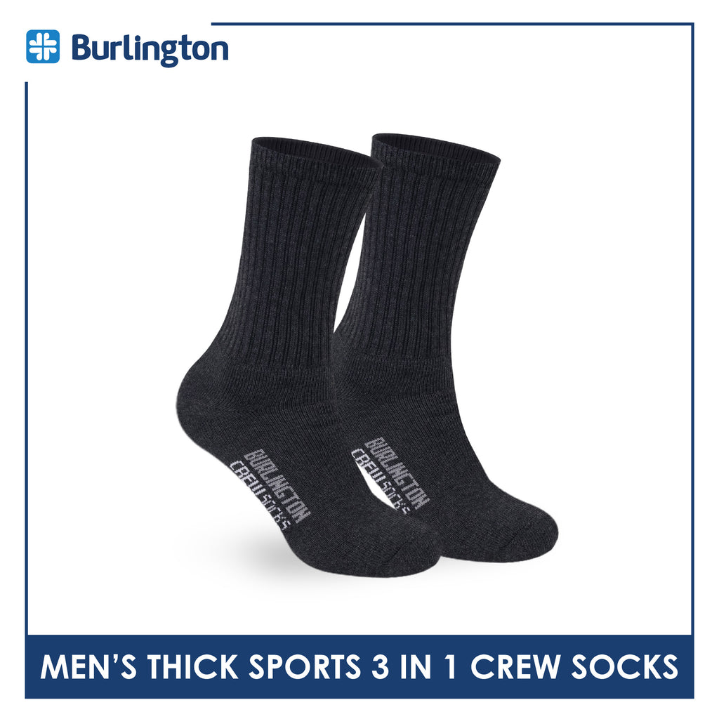 Burlington Men's Cotton Thick Sports Crew Socks 3 pairs in a pack 0223
