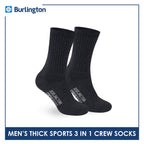 Burlington Men's Cotton Thick Sports Crew Socks 3 pairs in a pack 0223