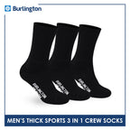 Burlington Men's Cotton Thick Sports Crew Socks 3 pairs in a pack 0223