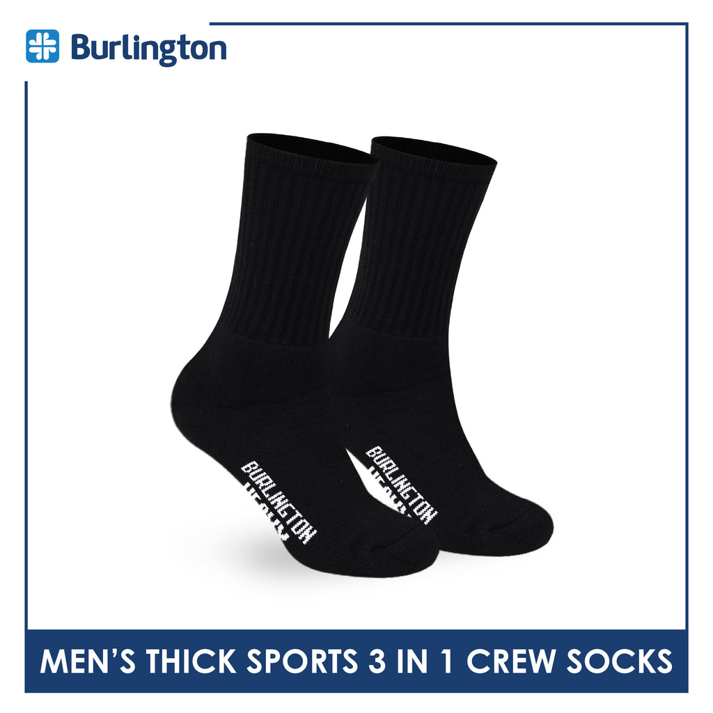 Burlington Men's Cotton Thick Sports Crew Socks 3 pairs in a pack 0223