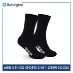 Burlington Men's Cotton Thick Sports Crew Socks 3 pairs in a pack 0223