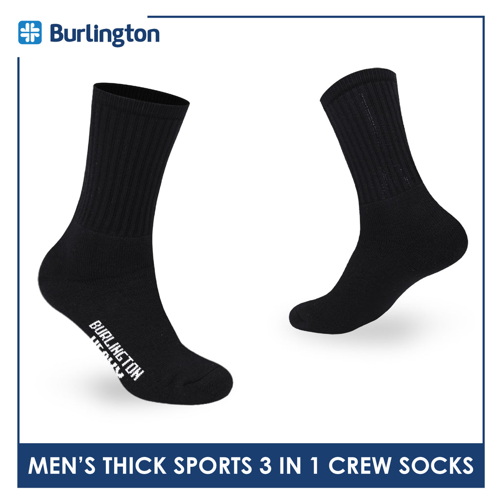 Burlington Men's Cotton Thick Sports Crew Socks 3 pairs in a pack 0223