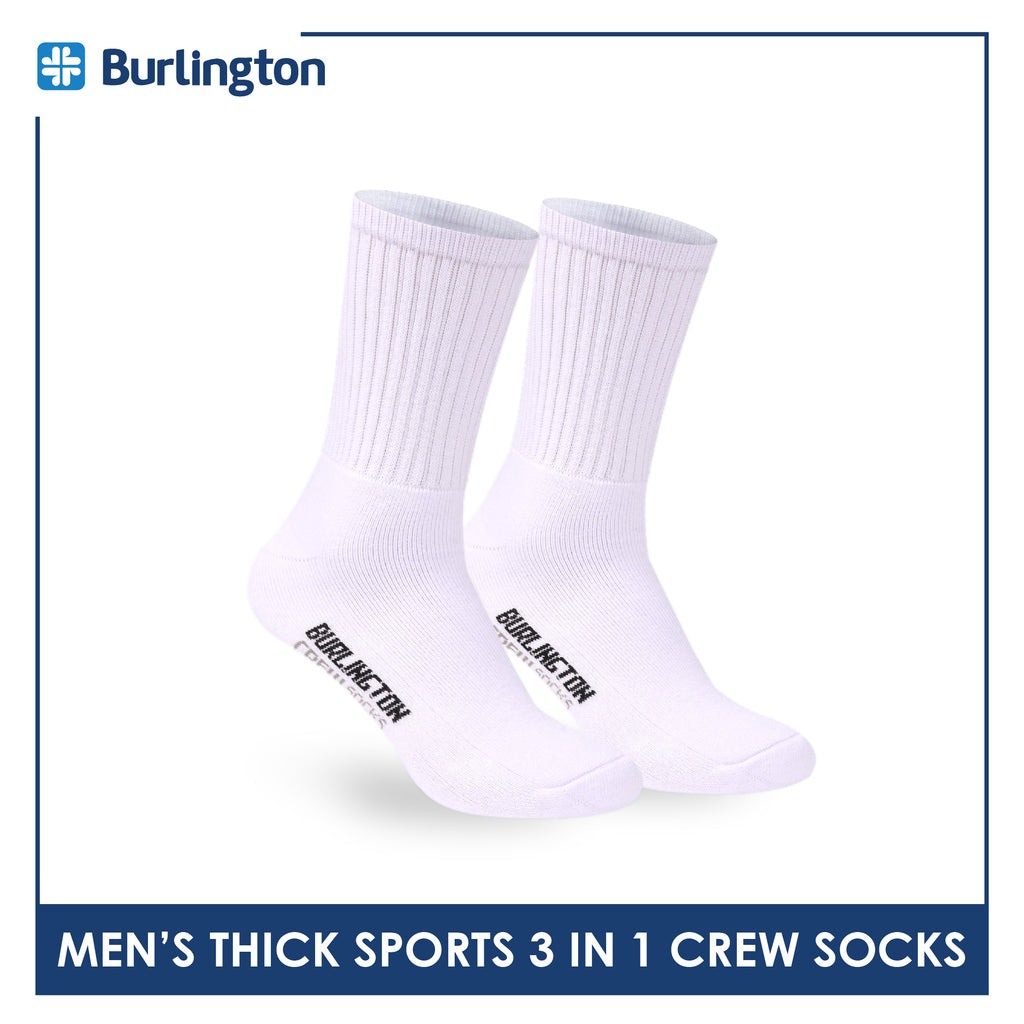 Burlington Men's Cotton Thick Sports Crew Socks 3 pairs in a pack 0223