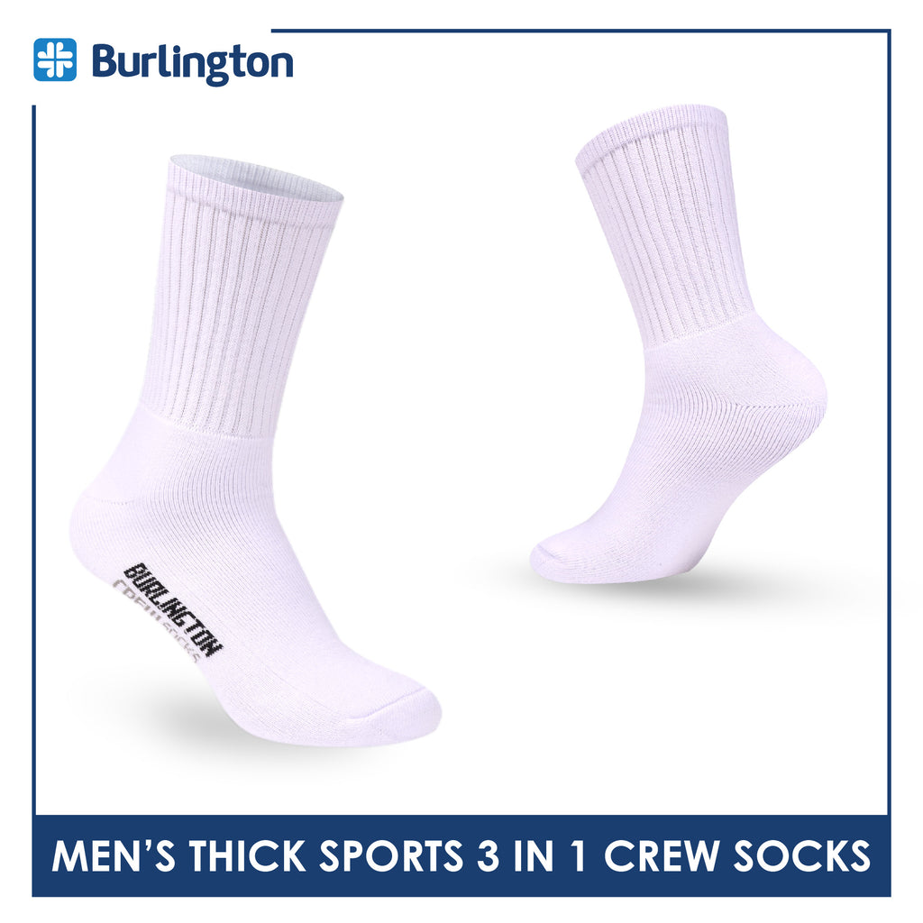 Burlington Men's Cotton Thick Sports Crew Socks 3 pairs in a pack 0223