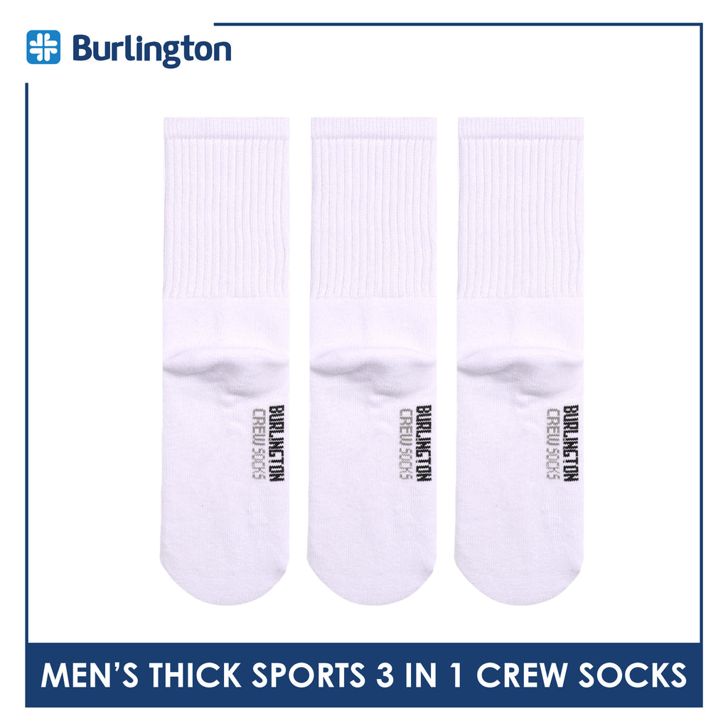 Burlington Men's Cotton Thick Sports Crew Socks 3 pairs in a pack 0223