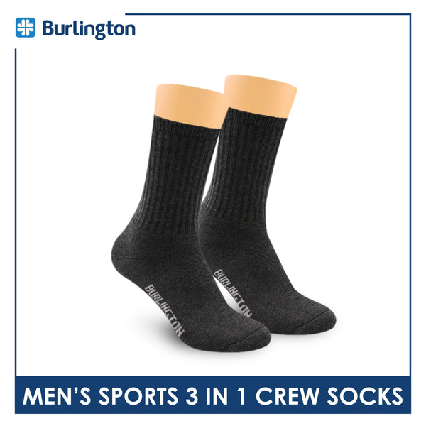 Burlington Men's Cotton Thick Sports Crew Socks 3 pairs in a pack 0223