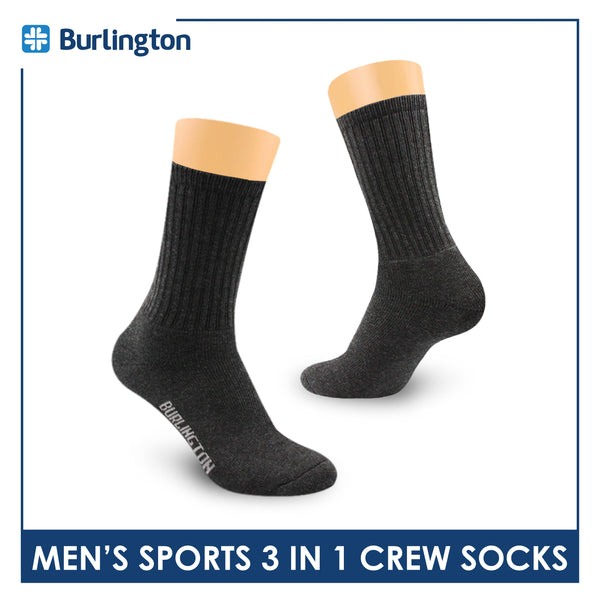 Burlington Men's Cotton Thick Sports Crew Socks 3 pairs in a pack 0223