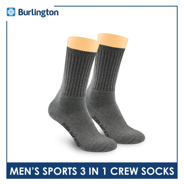 Burlington Men's Cotton Thick Sports Crew Socks 3 pairs in a pack 0223