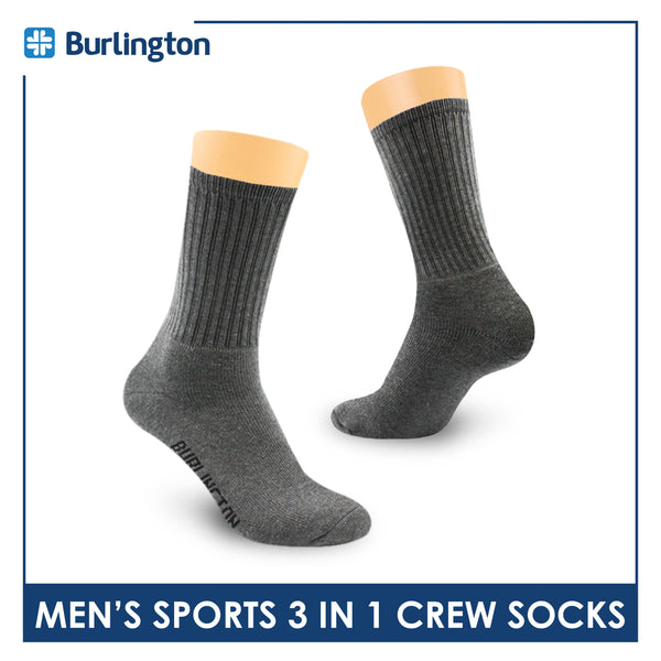 Burlington Men's Cotton Thick Sports Crew Socks 3 pairs in a pack 0223