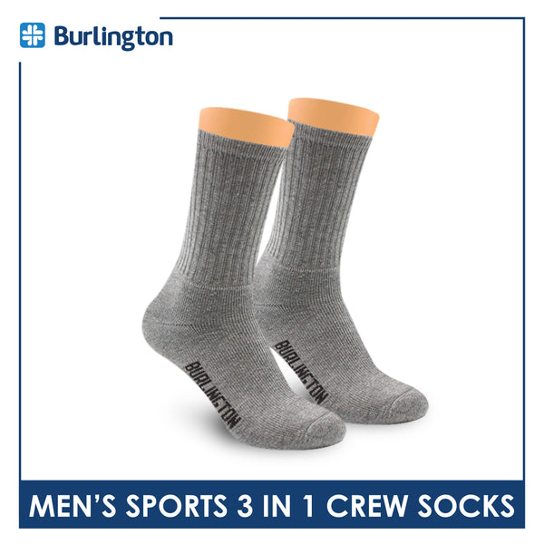 Burlington Men's Cotton Thick Sports Crew Socks 3 pairs in a pack 0223