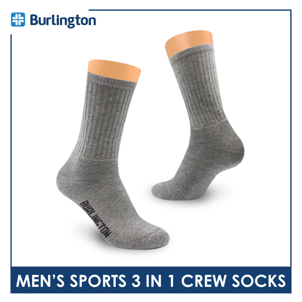 Burlington Men's Cotton Thick Sports Crew Socks 3 pairs in a pack 0223