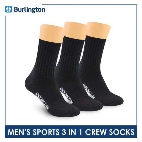 Burlington Men's Cotton Thick Sports Crew Socks 3 pairs in a pack 0223