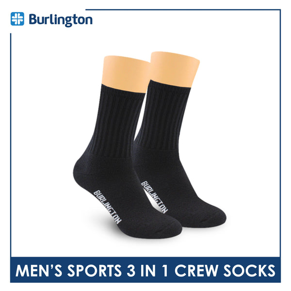 Burlington Men's Cotton Thick Sports Crew Socks 3 pairs in a pack 0223