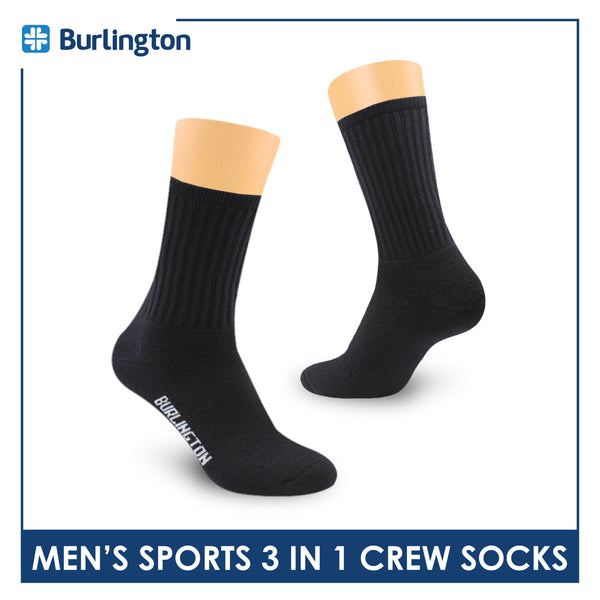 Burlington Men's Cotton Thick Sports Crew Socks 3 pairs in a pack 0223