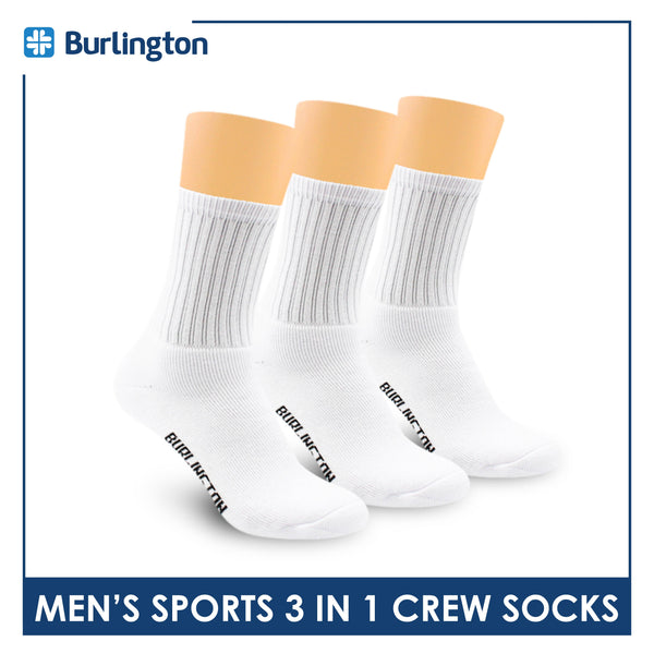 Burlington Men's Cotton Thick Sports Crew Socks 3 pairs in a pack 0223