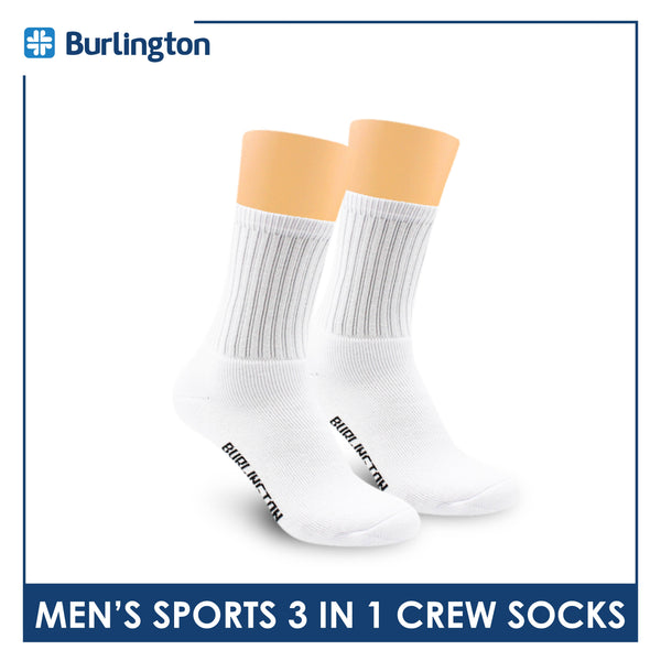 Burlington Men's Cotton Thick Sports Crew Socks 3 pairs in a pack 0223