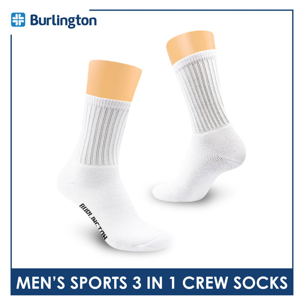 Burlington Men's Cotton Thick Sports Crew Socks 3 pairs in a pack 0223