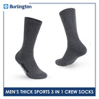 Burlington Men's Cotton Thick Sports Crew Socks 3 pairs in a pack 0250
